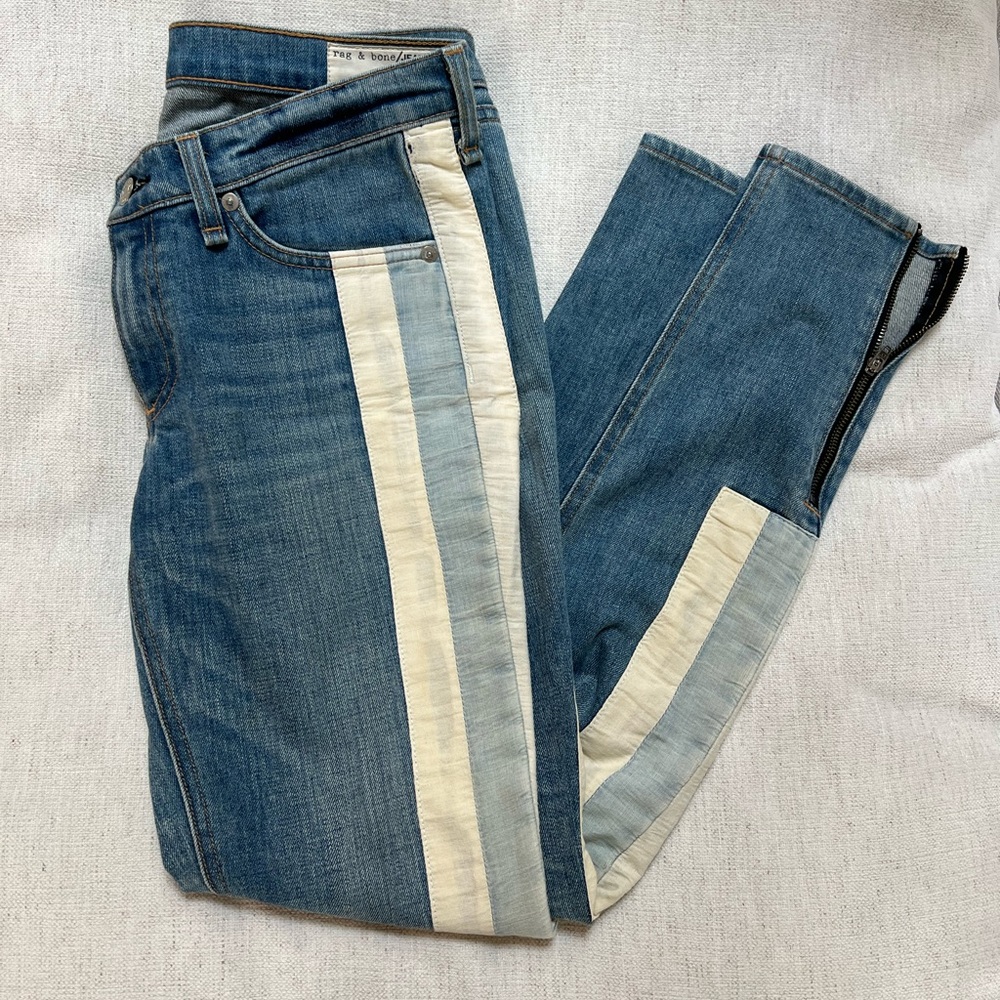 RAG & BONE - white and blue jeans